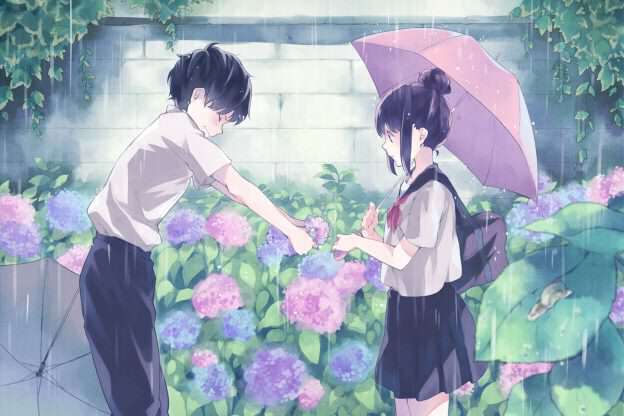 HD Cute Anime Couple in Rain HD Photography LoveSove