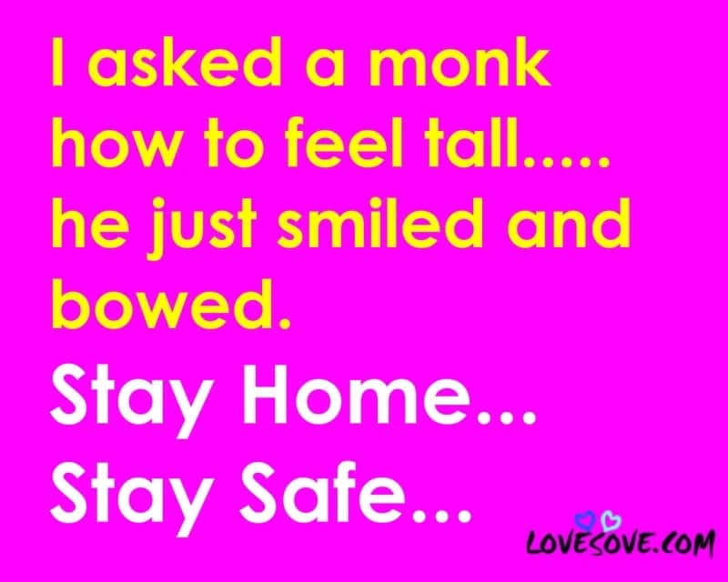 I Asked A Monk How To Feel Tall, , quotes about stay home stay safe lovesove