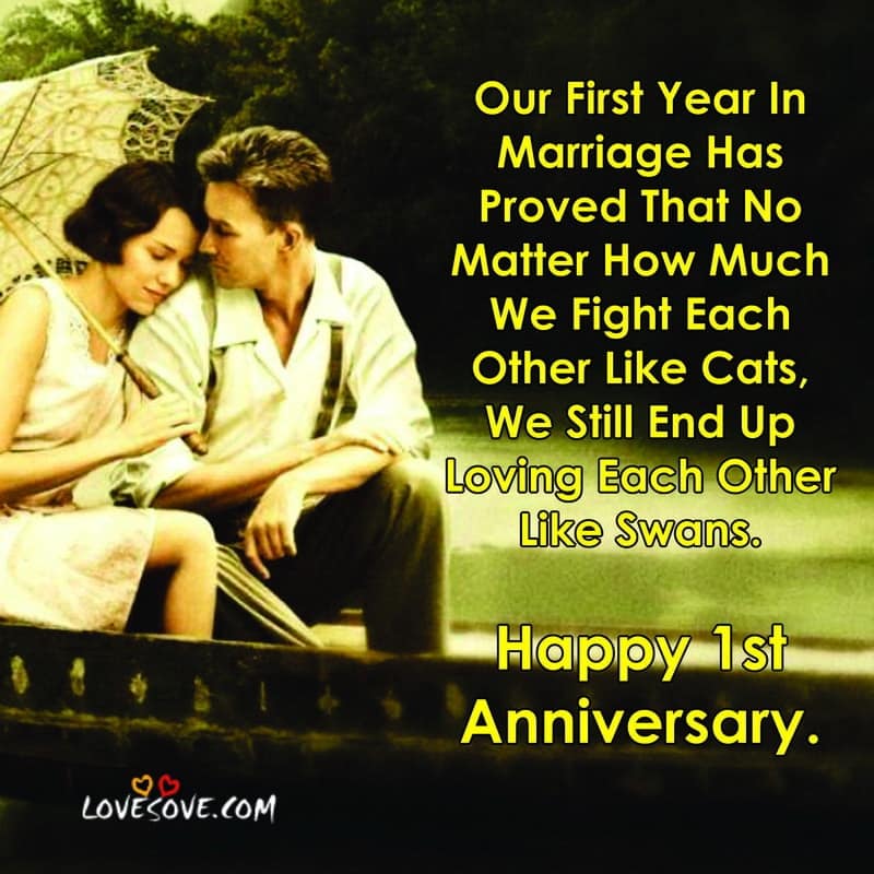 Romantic First Wedding Anniversary Wishes To Husband-Wife, , Cute St Anniversary Status For Wife Lovesove