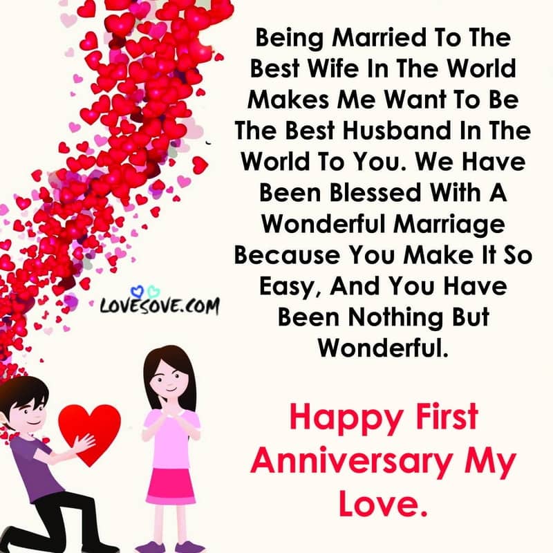 Romantic First Wedding Anniversary Wishes To Husband-Wife, , First Anniversary Marriage Wishes Lovesove
