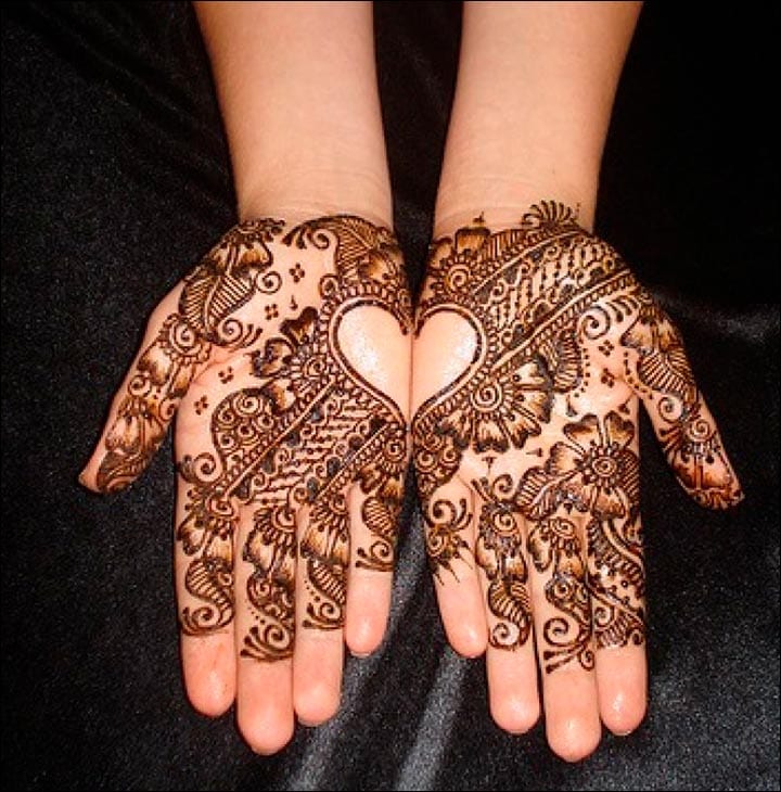 15 Beautiful-Splendid Henna Designs, Heart Mehndi Art Work Images, Heart Mehndi, heart and art heart mehndi design