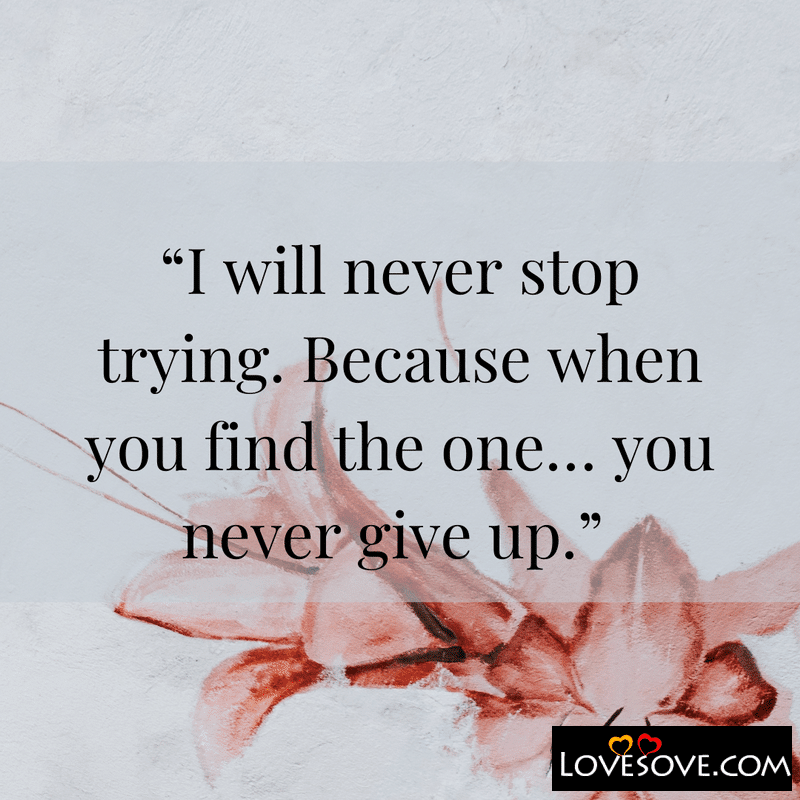 I will never stop trying Because when you