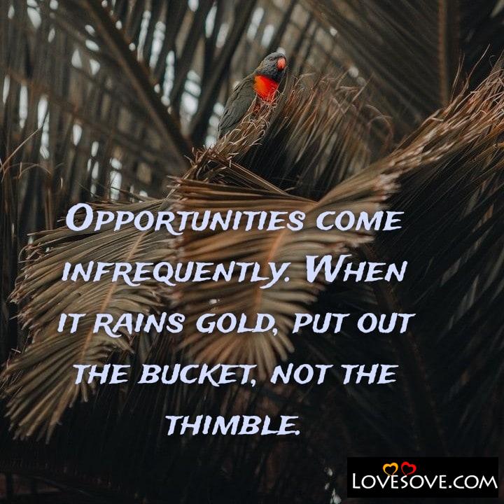 Opportunities come infrequently