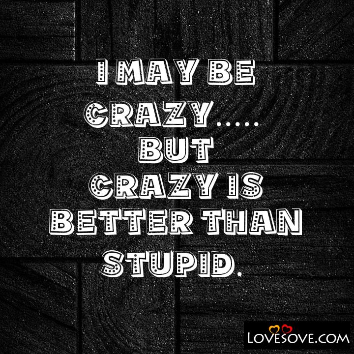 I may be crazy But crazy is better than stupid