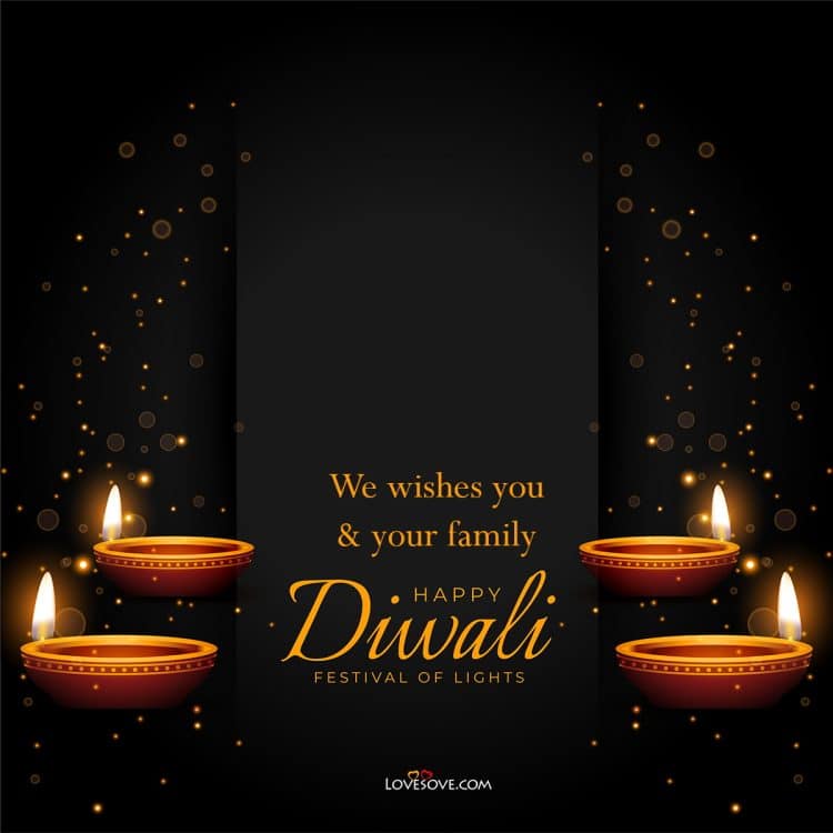 happy diwali black premium background with glowing diya